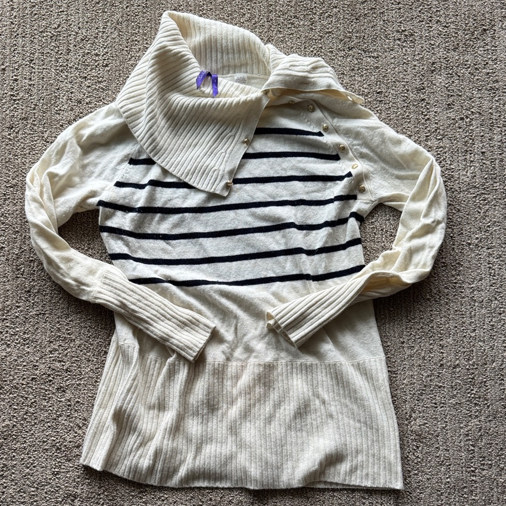 Seraphine Maternity elegant Striped Cream and Black Sweater Small